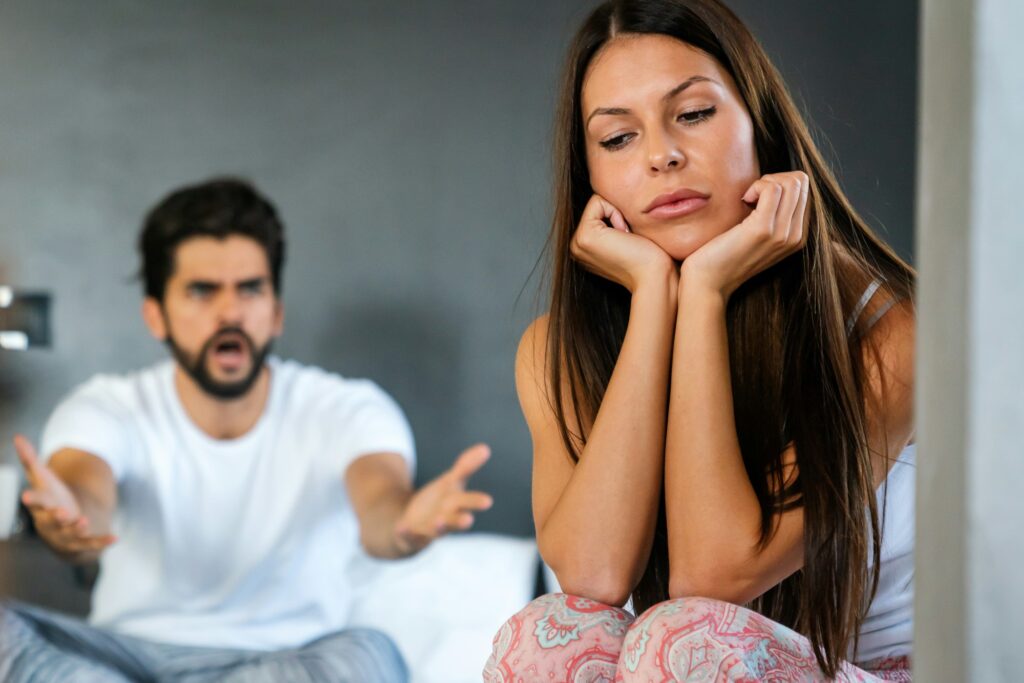 Frustrated couple arguing and having marriage problems. Dating After Domestic Violence